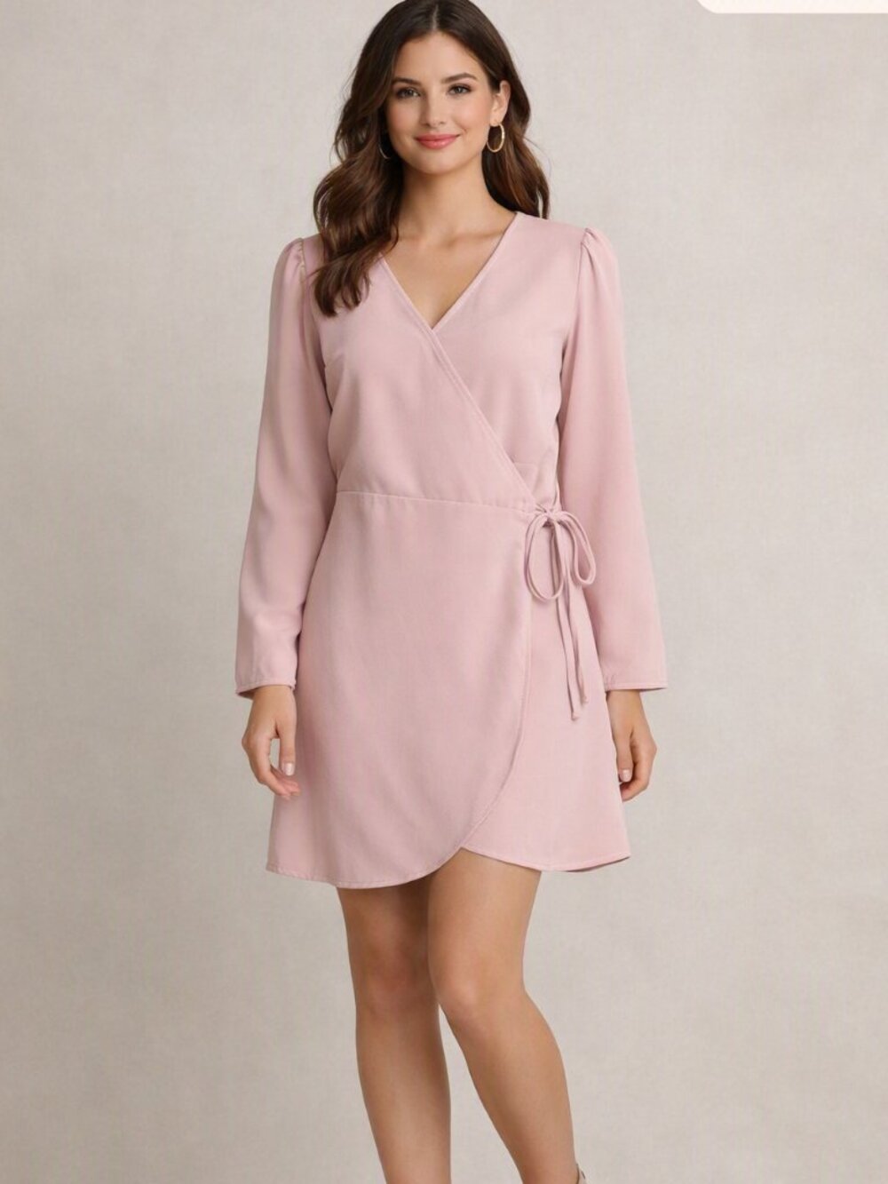 Topshop Pastel Blush Pink Long Sleeved Wrap Dress US size 6